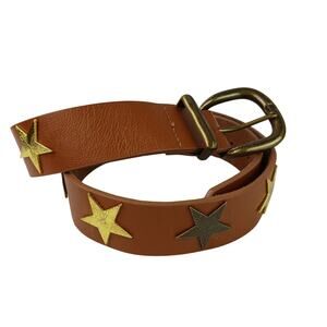 Lovestrength SZ S 1" Genuine Golden Oak Leather Belt with Star Embelishments NEW